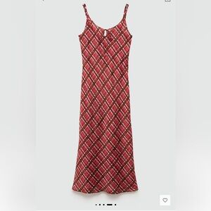 Mango checked print long dress